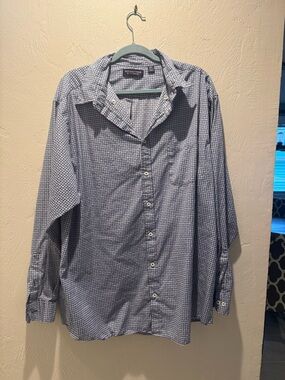 Roundtree & Yorke Men's Blue Micro-Check Button-Down Shirt